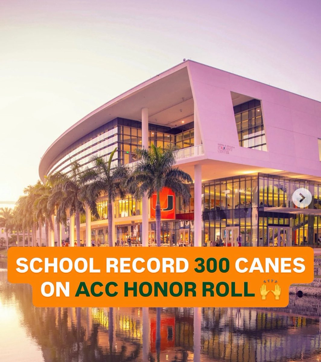 Miami Athletics Development (@canes_give) on Twitter photo 300 Canes on the ACC Honor Roll! 🙌📚
Brains & hustle. That’s The U Standard.
<a href="/MiamiHurricanes/">Miami Hurricanes</a>
#SmartyCanes #GoCanes 300 Canes on the ACC Honor Roll! 🙌📚
Brains & hustle. That’s The U Standard.
<a href="/MiamiHurricanes/">Miami Hurricanes</a>
#SmartyCanes #GoCanes