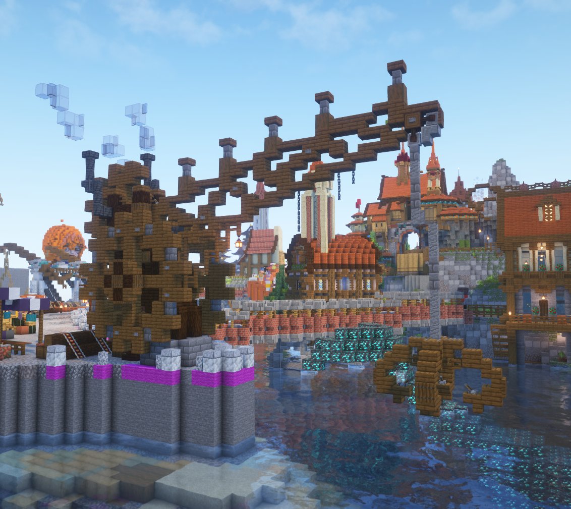 「スチームパンク風のクレーン」
#みんなでマイクラ逃走中 #minecraft 
#minecraft建築コミュ #Minecraftbuilds #マイクラ建築