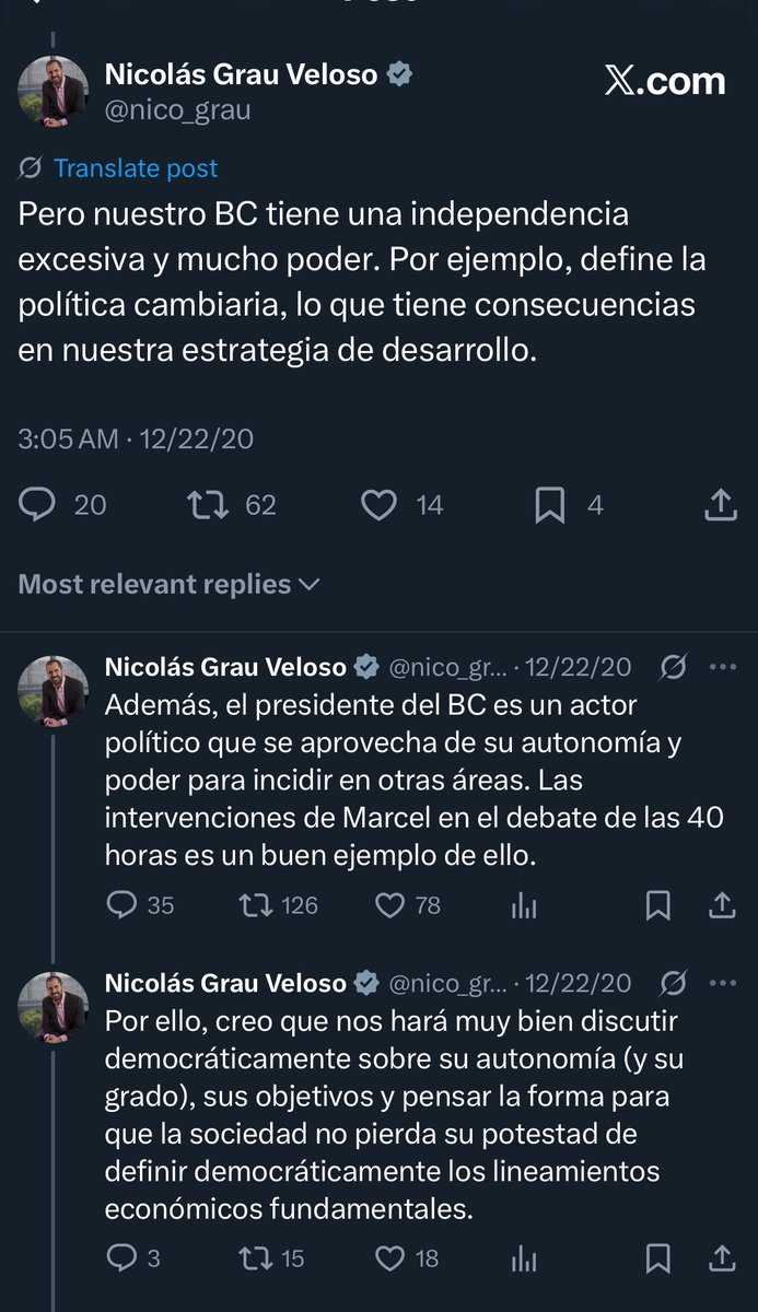 La opinión del actual <a href="/Min_Hacienda/">Ministerio de Hacienda</a> Sr. <a href="/nico_grau/">Nicolás Grau Veloso</a> sobre el <a href="/bcentralchile/">Banco Central de Chile</a> hablan por sí solas….
