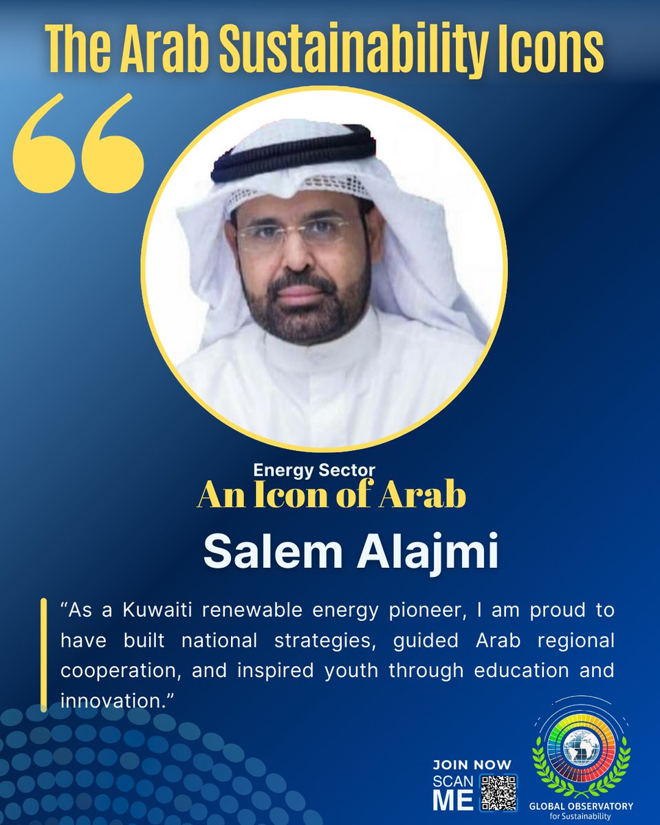 الشكر والتقدير 
Global Observatory For Sustainable
 على اختيارهم لي لأكون في منصتهم المتميزة كما أشكرهم على هذه الجهود المباركة التي تحفزنا جميعا للتواصل وتبادل المعرفة مع الزملاء في الوطن العربي لنكون شركاء في إنجاح مشاريع الطاقة في الوطن العربي....فلكم منا كل شكر وتقدير