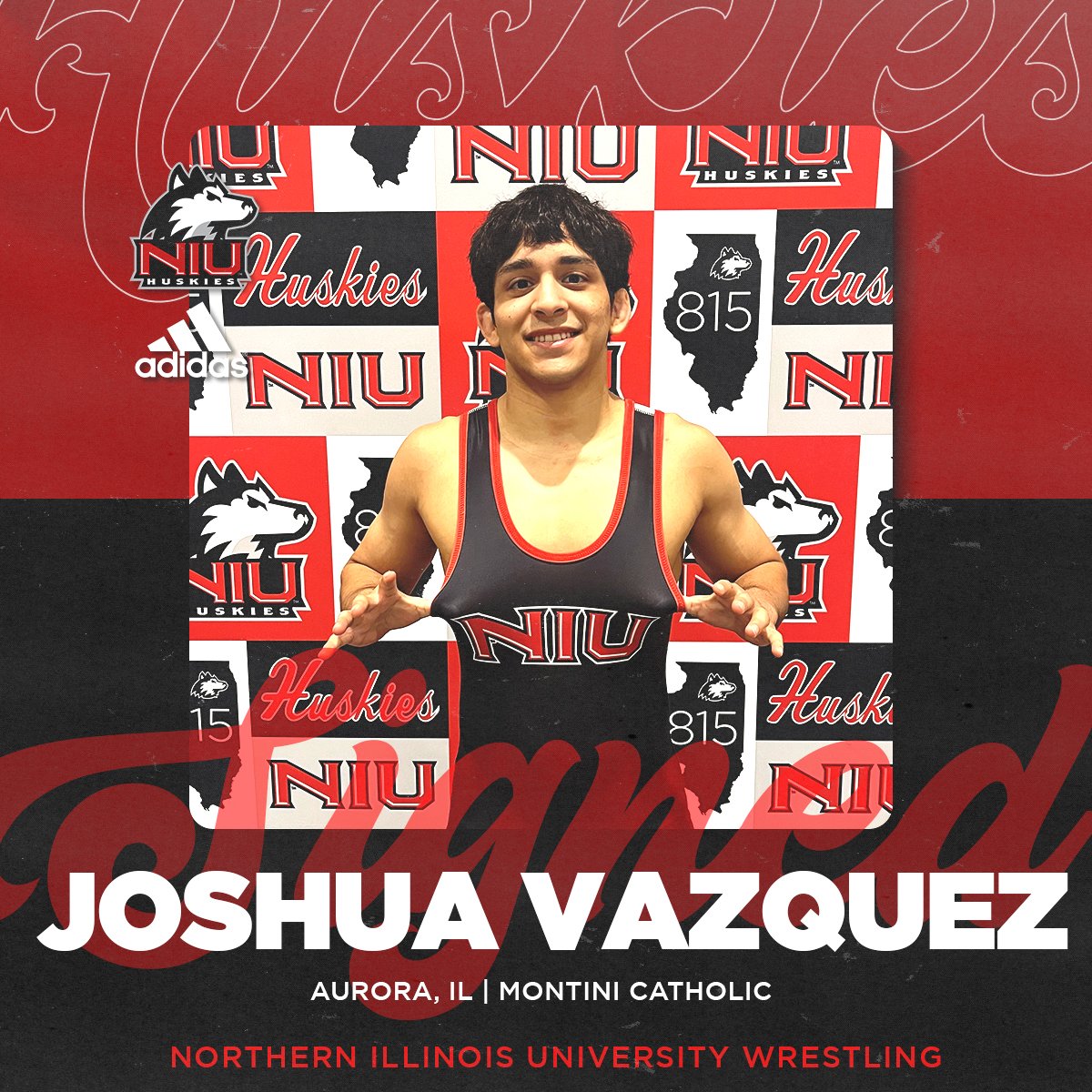 NIUWrestling's tweet image. Making it official🖊️

Joshua Vazquez joins the 2025-26 roster. Welcome to NIU, Joshua!

#WorkLikeADog