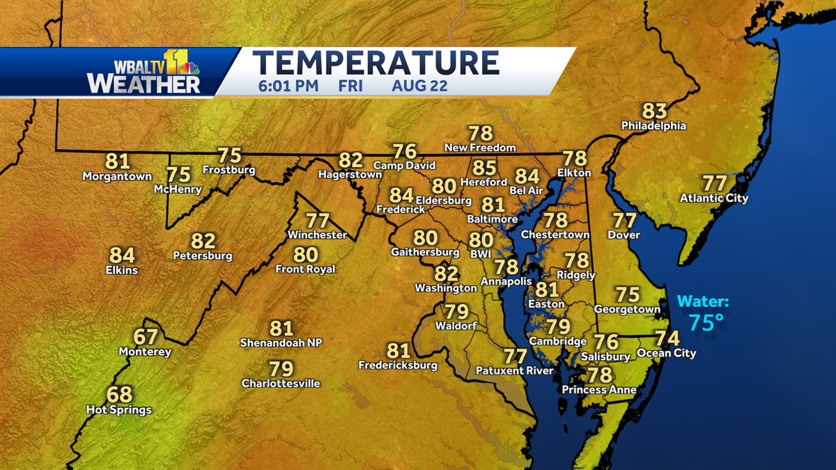 Good evening!  Here's a look at temperatures in the area. #mdwx wbaltv.com/weather