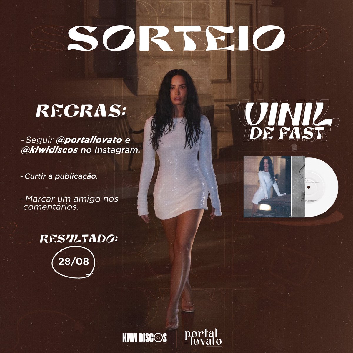 Atenção, lovatics! 

Em parceria com a <a href="/KiwiDiscos/">Kiwi Discos 🥝</a>, estamos sorteando um Vinil de Fast, novo single de Demi Lovato, no Instagram.

Participem: bit.ly/4mvwVL2