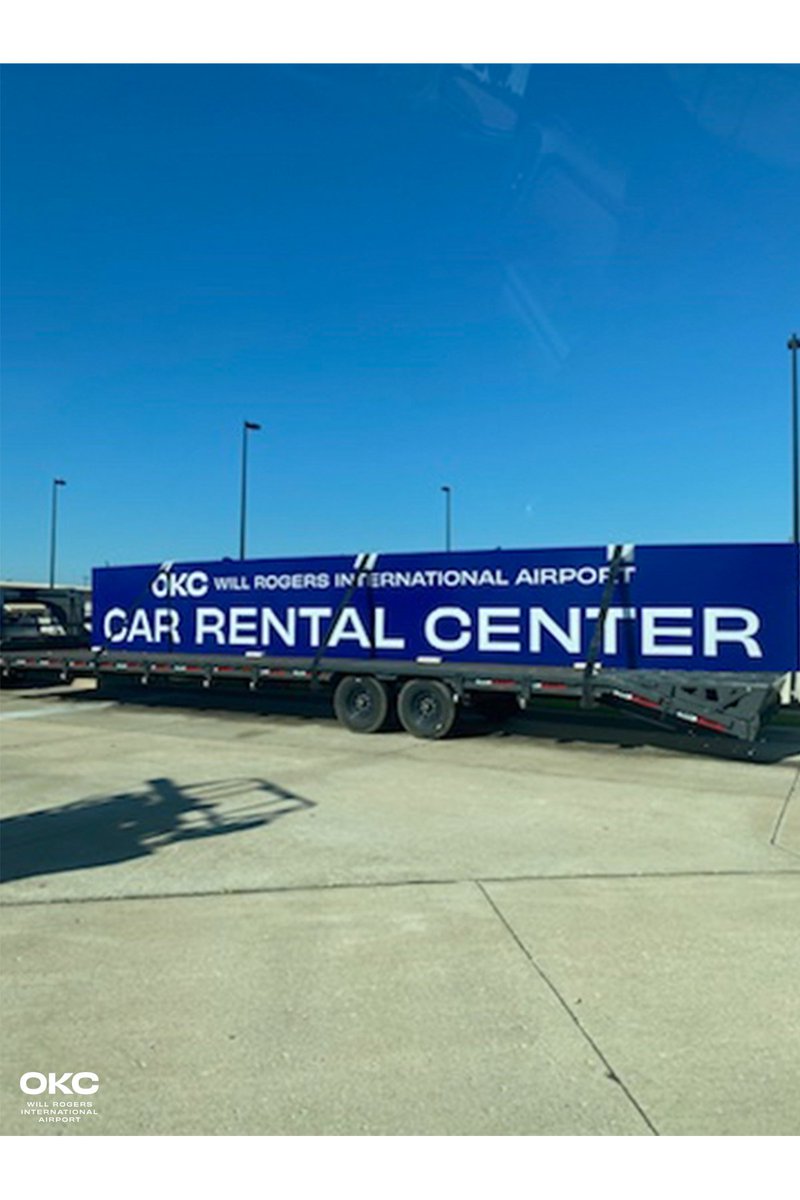 fly_okc's tweet photo. Brand-new car rental facility sign spotted at OKC Will Rogers International Airport just installed! The new sign is more visible from the road and even glows at night, making it easier than ever for travelers to find their ride. Take a look and tell us what you think!
#FlyOKC https://t.co/KPsyW3pycf