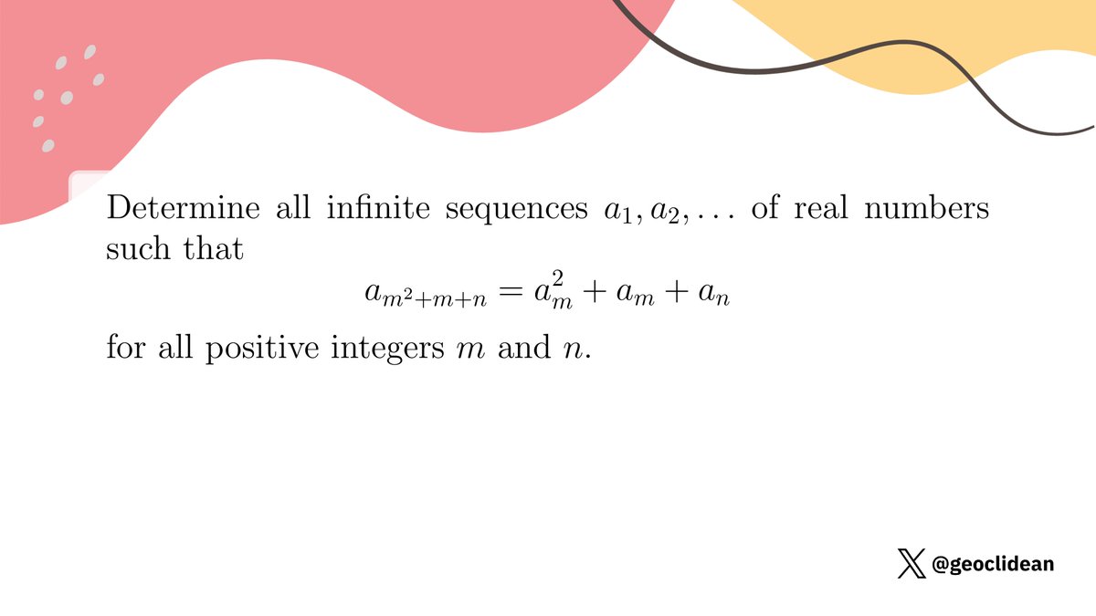 geoclidean's tweet photo. Don't bite me for proposing this straightforward sequence
#Sequences #FunctionalEquations #Algebra #NationalOlympiad https://t.co/EG1RmArvYP