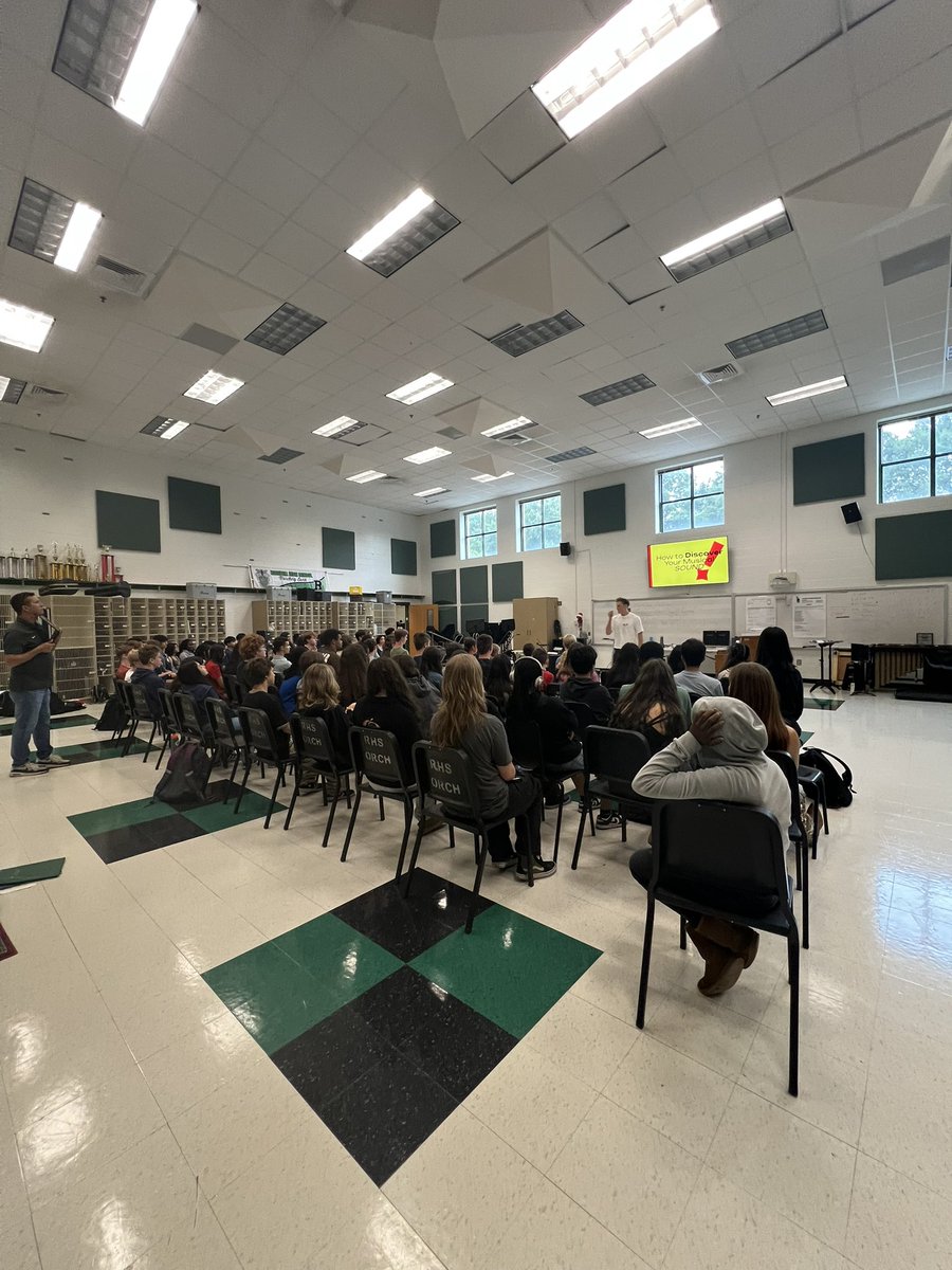 OrchestraRHS's tweet photo. We were so fortunate to have pianist and composer, David Snyder, drop by to work with the RHS Band and Orchestras today! Thanks to @MusicByTritone for setting this up for us, and if you’re in town don’t miss his show tomorrow at @RoswellCAC! https://t.co/wUj86EjqfD