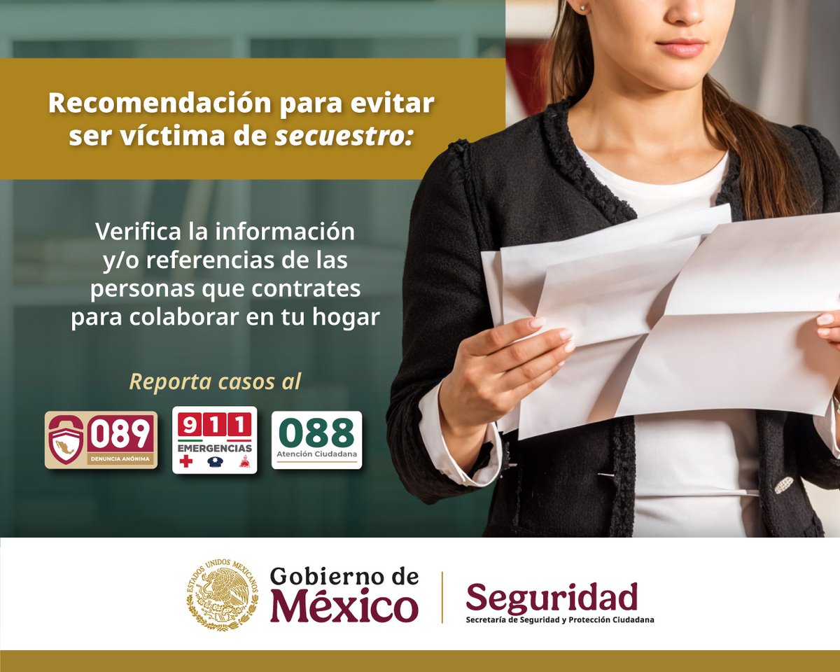 Si acudes a una entrevista de trabajo, hazlo de forma segura. ⚠️

Evita ser víctima de secuestro.