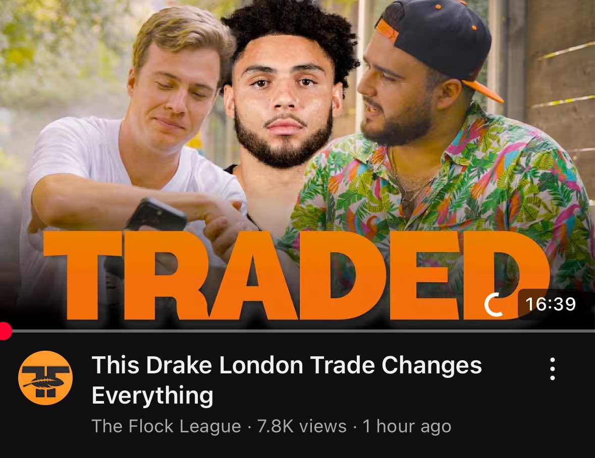 Mason wanted my entire family for Drake London in this trade video.

Out now on “The Flock League” YouTube Channel. 

This channel is the most fun I’ve had making content - check it out.