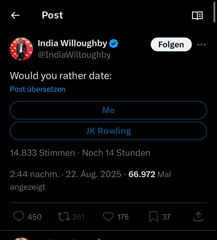 Sollte jemand von euch bei Jonathan <a href="/IndiaWilloughby/">India Willoughby</a>
nicht geblockt sein, könnt ihr noch abstimmen. 🥰😁