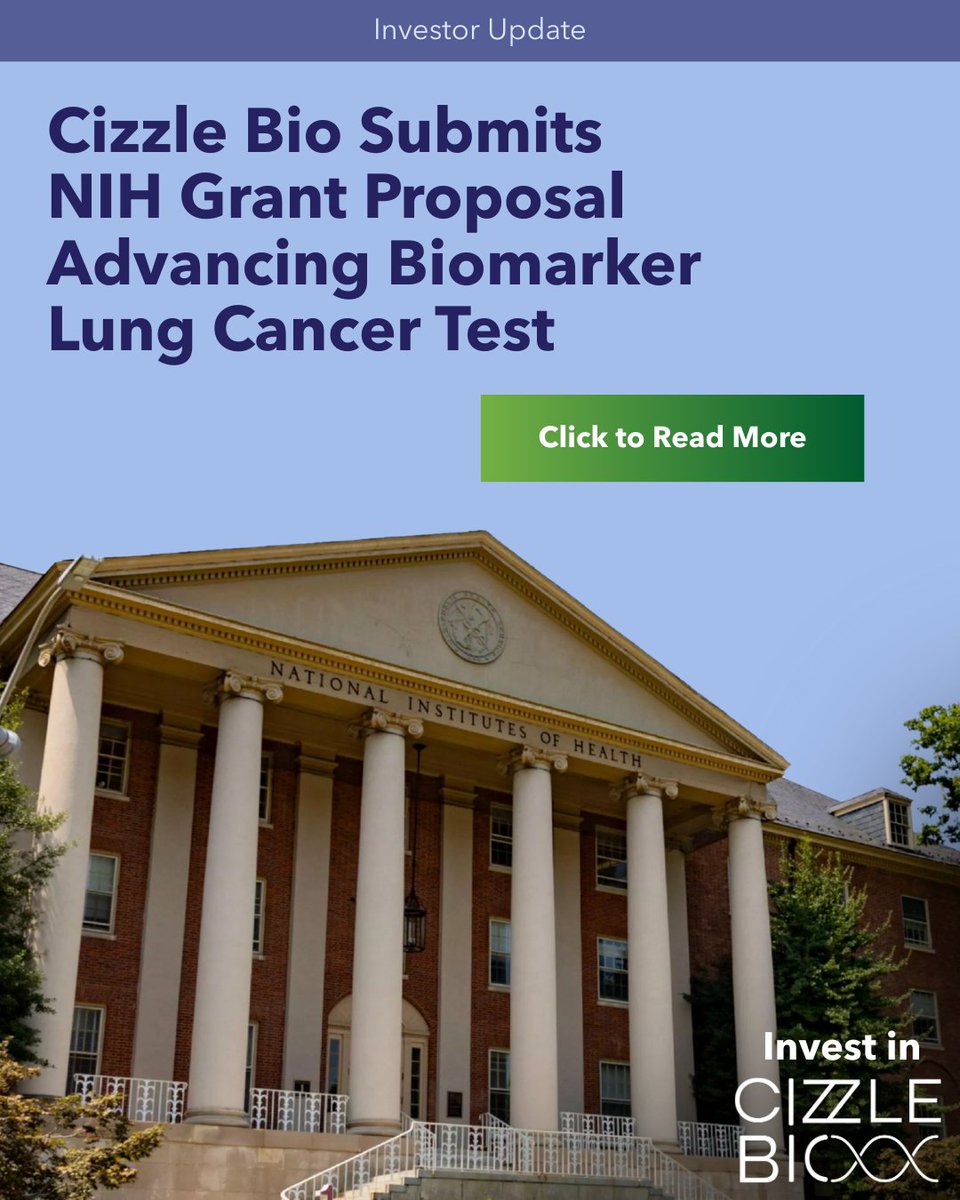 CizzleBio's tweet photo. Cizzle Bio has submitted an NIH grant proposal with top research partners to advance our biomarker blood test for early lung cancer.

We are building a diagnostic platform designed for clinical adoption and market growth.

https://t.co/owPpBd9CKF https://t.co/efo2HUTpAO