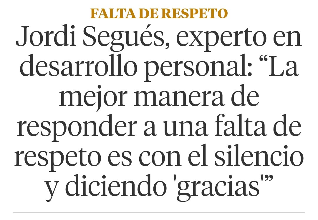 Carlos Sanz Andrea (@csanzandrea) on Twitter photo Yo tengo otra manera de responder, peeeero no soy un "experto en desarrollo personal" de los que invita <a href="/LaVanguardia/">La Vanguardia</a> que sabré yo. 😏
Por cierto si alguien os responde esto 👇 tras mandarlo a escaparrar o bien no se entera de nada, o bien es un cabronazo profesional, huid. Yo tengo otra manera de responder, peeeero no soy un "experto en desarrollo personal" de los que invita <a href="/LaVanguardia/">La Vanguardia</a> que sabré yo. 😏
Por cierto si alguien os responde esto 👇 tras mandarlo a escaparrar o bien no se entera de nada, o bien es un cabronazo profesional, huid.