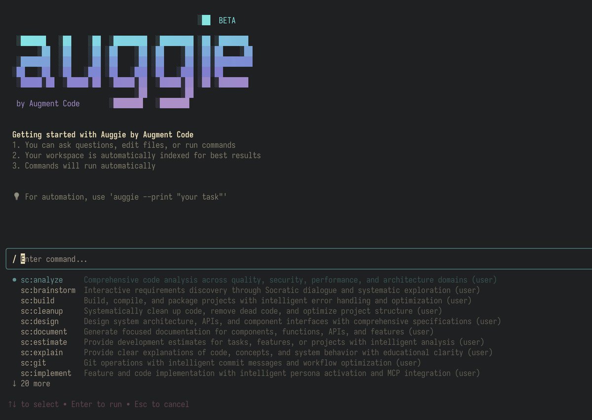 latest <a href="/augmentcode/">Augment Code</a> auggie version has now ctrl+p to enhance prompt

and to my surprise also support Claude Code commands, so SuperClaude is also working 😲