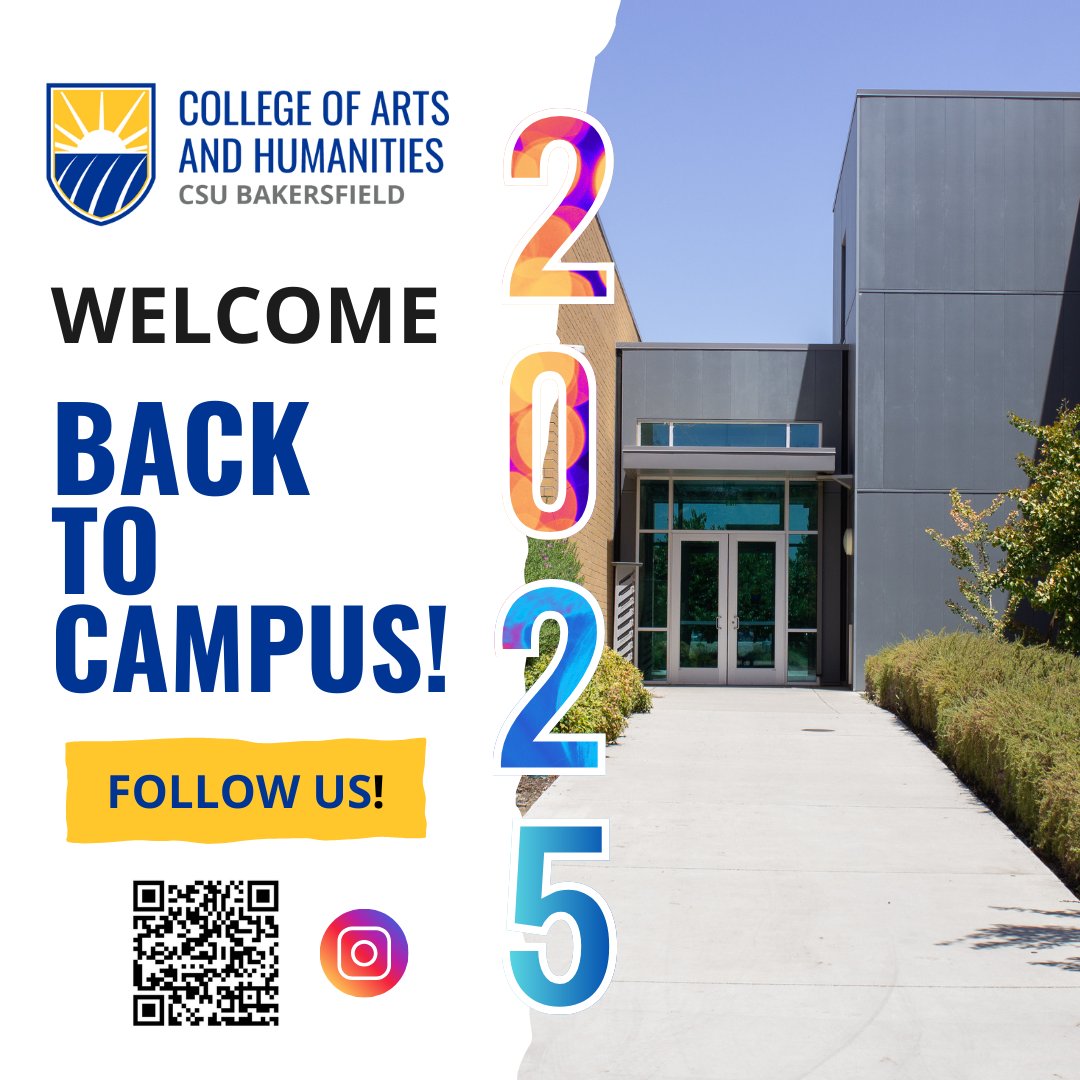 CSUBAH's tweet image. Welcome back, ‘Runners! 💙💛
Fall 2025 is officially here, and we couldn’t be more excited to see our College of Arts &amp;amp; Humanities students back on campus!

#AH #CSUB #kerncountysuniversity