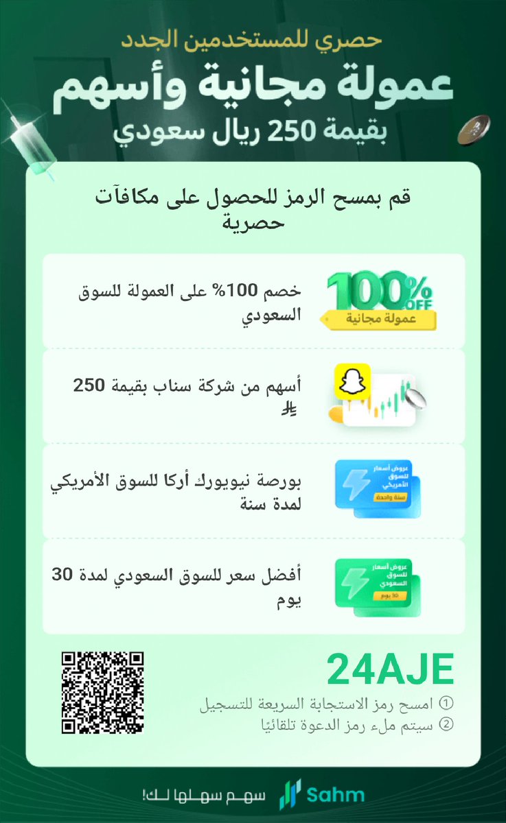 مرحبًا! انضم إلى منصة سهم واحصل على خصم 100% على العمولة للسوق السعودي، وأسهم من شركة سناب بقيمة 250 ريال سعودي وعروض أسعار فورية مجانية للسوق الأمريكي! انضم الآن>  
s.sahmcapital.com/uKyv?t=1755902…