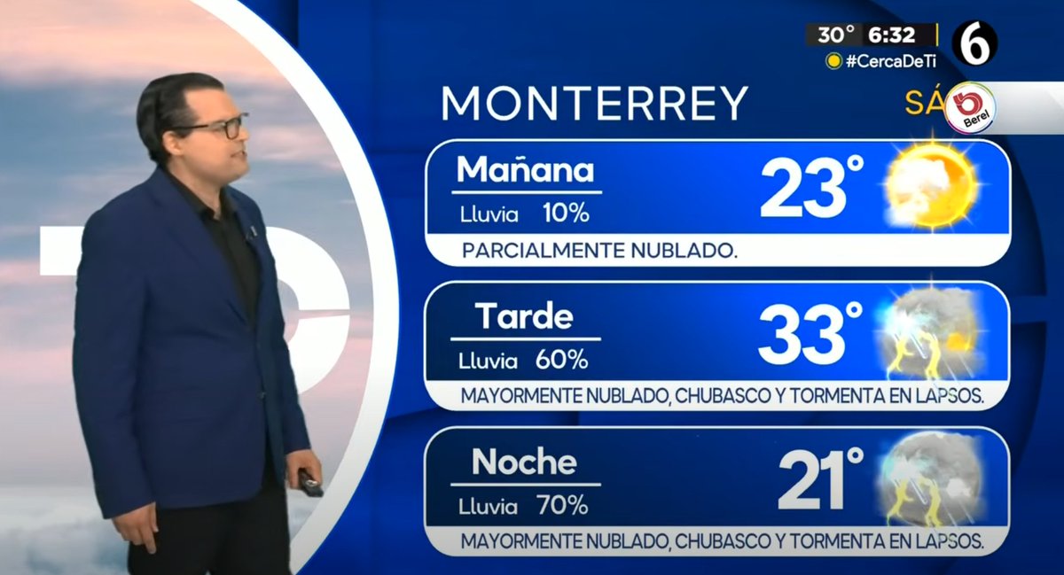 ATENCIÓN ⚠️
Mañana se mantiene alto el potencial de lluvia y chubascos en #Monterrey en lapsos de la tarde y noche. Tómenlo en cuenta en sus planes.

#ClimaDel6