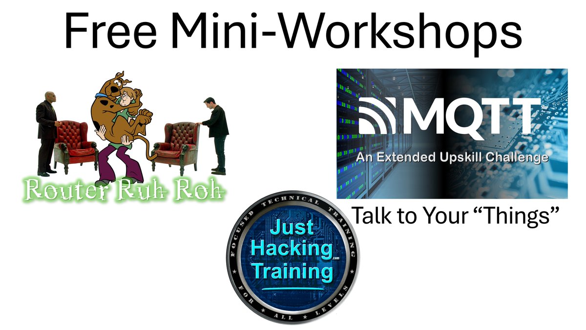 Just Hacking Training (JHT) (@justhackinghq) on Twitter photo 🚨New Product Alert = UCx🚨 JHT's proud to sponsor the <a href="/IoTvillage/">IoT Village</a>. With #DEFCON behind us, we’ve released 2 IoTV exclusives to the rest of the world as a new product type. And they’re FREE!💸 justhacking.com/types/upskill-…
💻 UCx – Router Ruh Roh
💻 UCx – MQTT: Talk to Your “Things” 🚨New Product Alert = UCx🚨 JHT's proud to sponsor the <a href="/IoTvillage/">IoT Village</a>. With #DEFCON behind us, we’ve released 2 IoTV exclusives to the rest of the world as a new product type. And they’re FREE!💸 justhacking.com/types/upskill-…
💻 UCx – Router Ruh Roh
💻 UCx – MQTT: Talk to Your “Things”