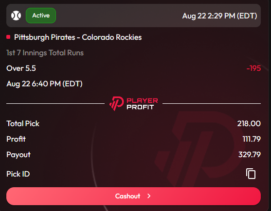 40BeforeNoon's tweet photo. 4 DAYS IN A ROW CASH ✅✅✅✅

Going for a Perfect 5 for 5 this week!  
   
Our MLB Pick for August 22nd     

Code: Buck on https://t.co/a59HAYBgV4 for 10% off your first challenge to get funded to sports bet! https://t.co/wibW9jlMUC