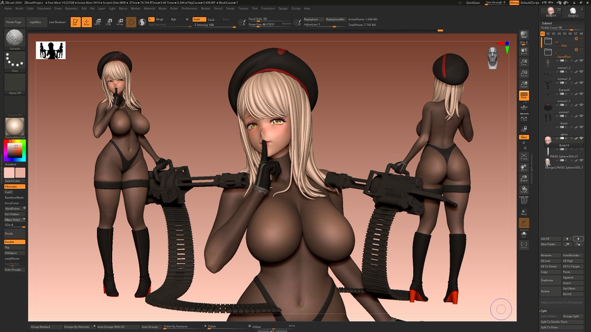 エマのリデザインめっちゃ好き！キャラが前よりずっと作り込まれてる感じがする✨
#NIKKE  #WIP  #zbrush