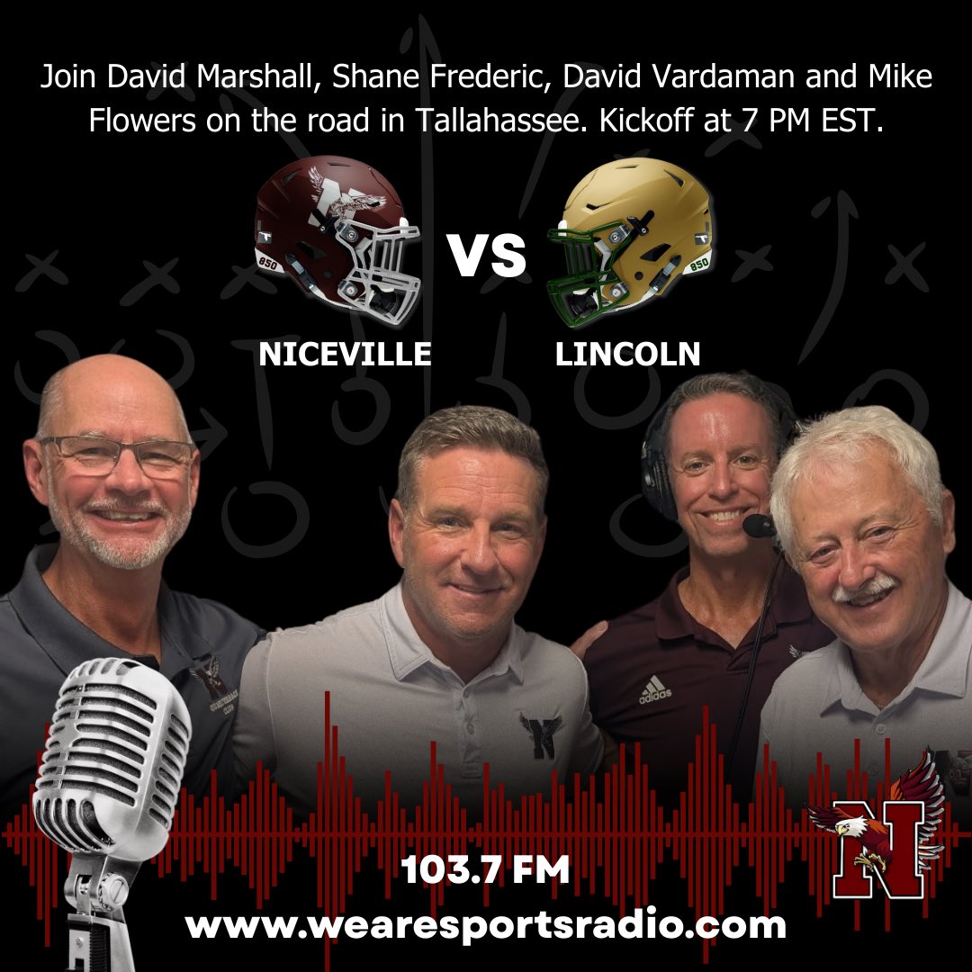 nicevilleQBClub's tweet photo. Our Eagles are on the road tonight but that doesn’t mean you can’t still catch every play! 

Listen in at https://t.co/NZbz9TVCQs or 103.7 FM
@nhs_stats @Niceville_FB @AD_Nice3 https://t.co/GRwkiICH09