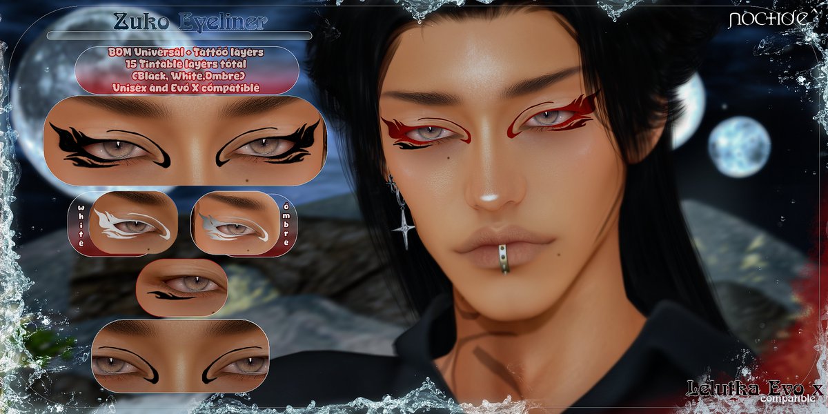 1kaizn's tweet photo. noctide^🌊 Zuko Eyeliner (Unisex for Evo X Bom)

🔥New exclusively at  El Jefe Sports Bar - SL's  'Summer In The City' for Small Business Expo weekend

August 22nd - 24th!
╰┈. ₊ https://t.co/LjIweqnZsy
15 layers all tintable
Available in Black, white and ombre! https://t.co/3eHZHJDUt2