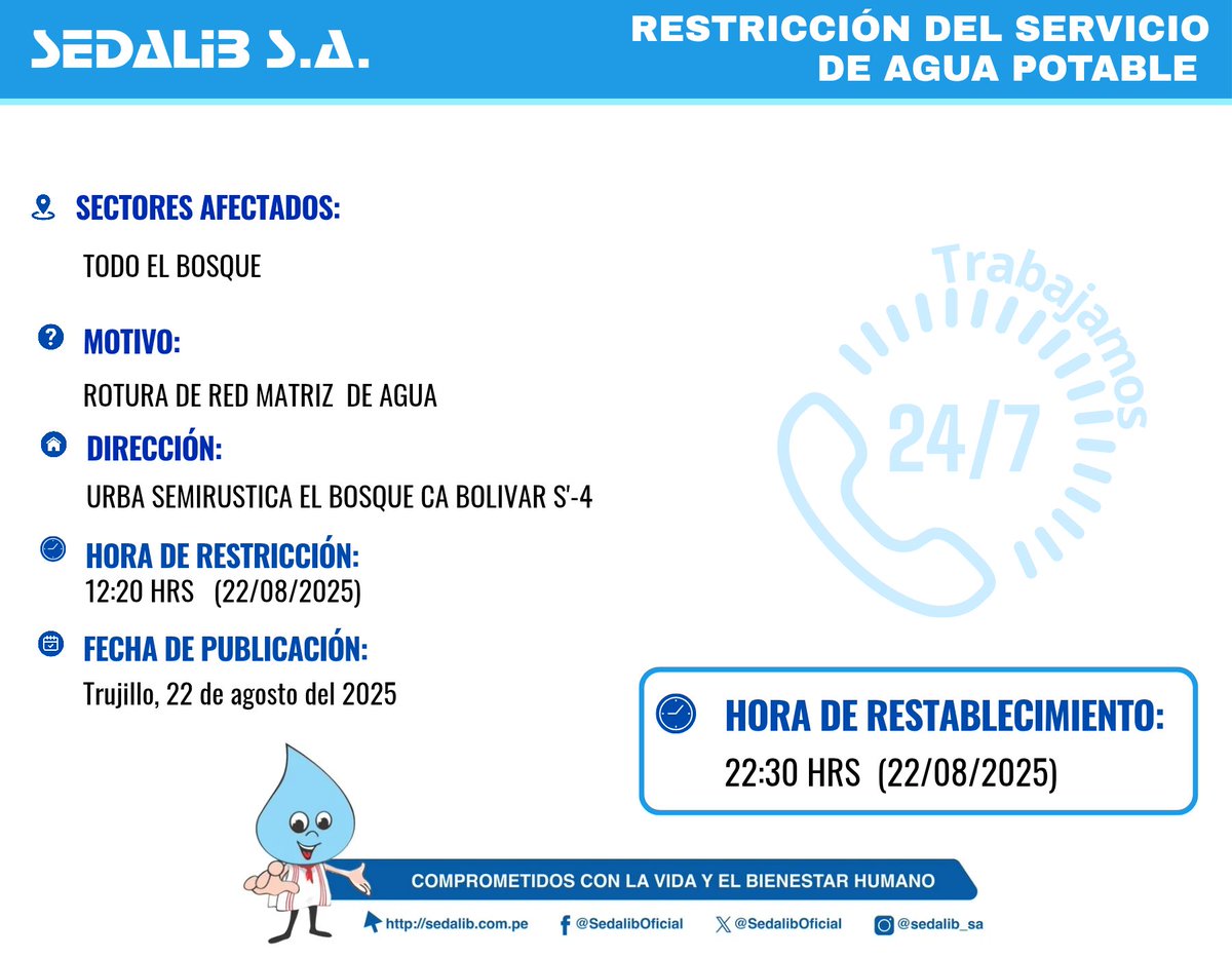📌Ampliación de la hora de restablecimiento del servicio.