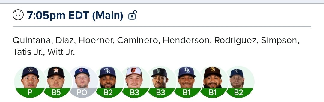 all4adfcaf's tweet image. Fanduel mlb main slate lineup