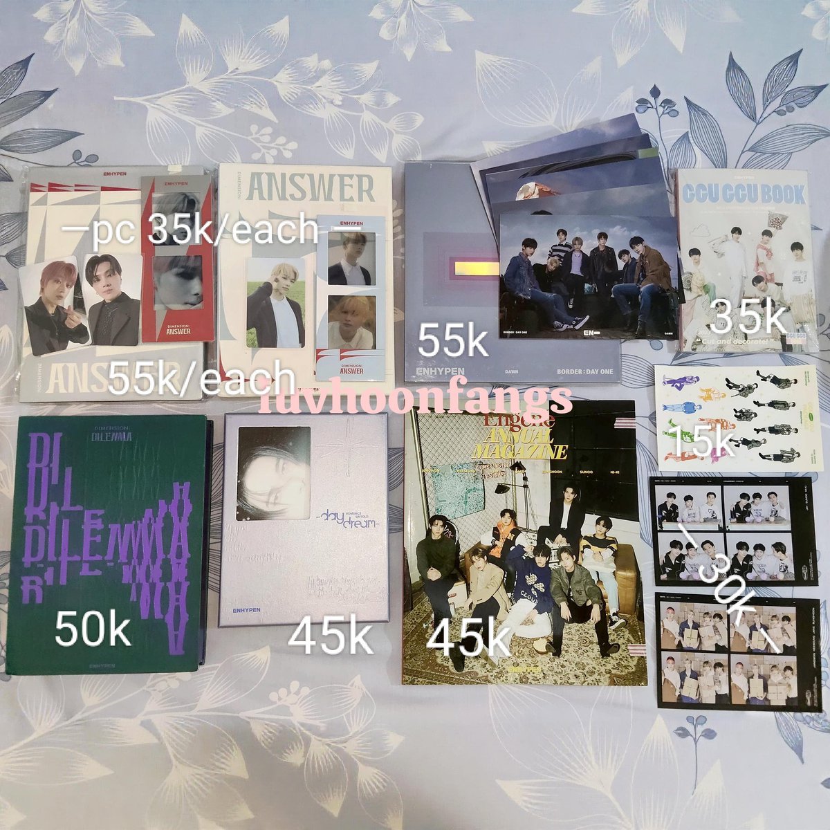 help rt yaa moots !~💘🙌🔥

clearance sale murce | sby 📍

want to sale aab enhypen  :
- 5 album only
- 2 pc selca &amp; 1 pc ld
- Annual magazine
- Ggu ggu book
- 4 cut unit ggu ggu
- 1 stiker ggu ggu

detail in pict yaa 👇
bonus printilan banyak 💖
mostly good condi, keep event ✅