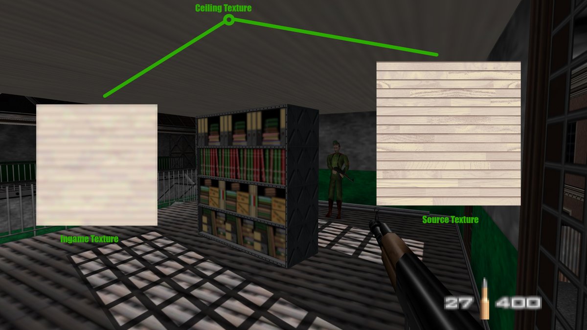 GoldenEye 007 texture match.The ceiling in the Archives level is actually a texture titled "Wood-Lapped" found in Wraptures - Volume One CD (1993).Spotted by <a href="/Leonard85026417/">Roovahlees✌️</a> Download the complete disc in the comments down bellow.