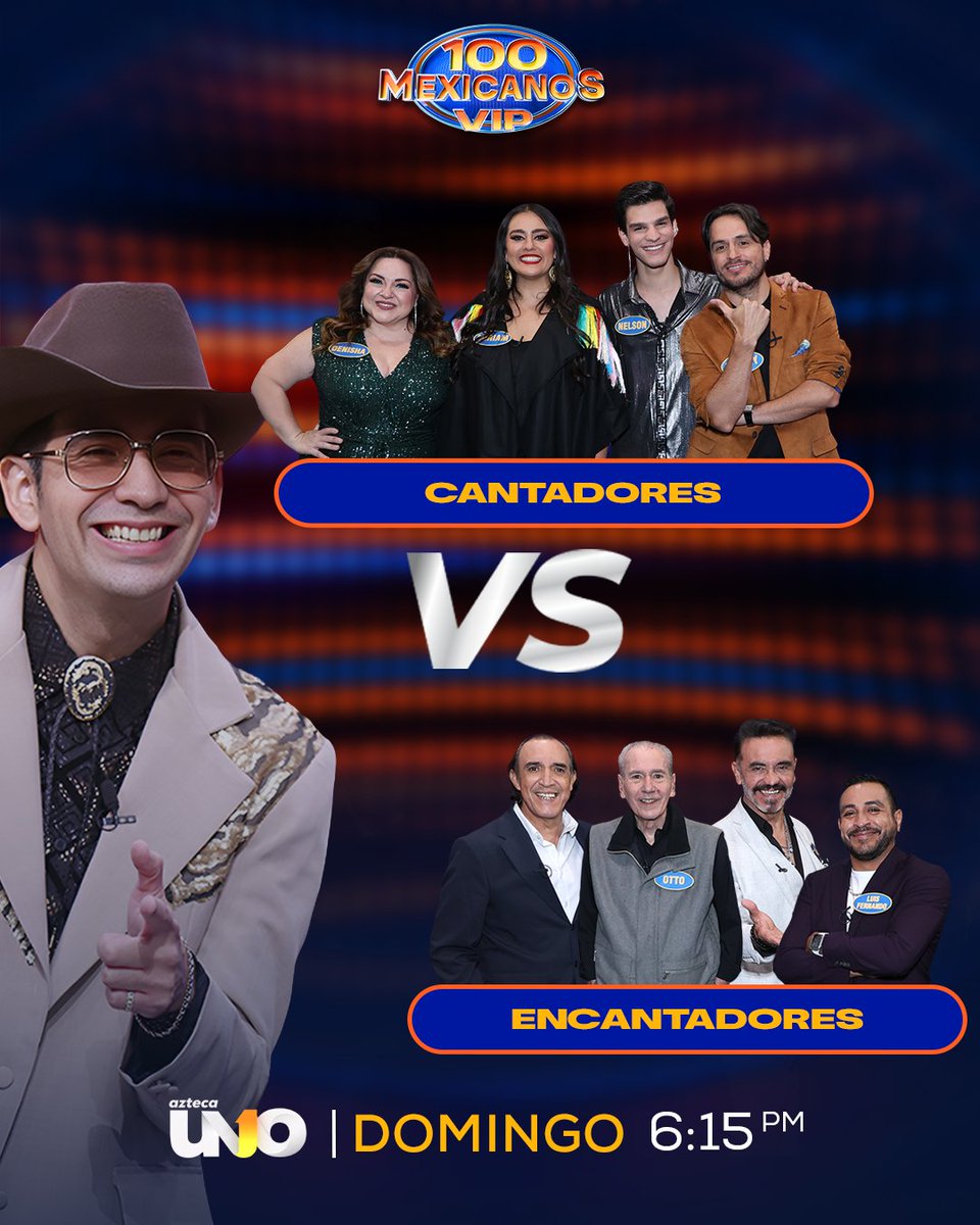 🎶 ¡Música, encanto y diversión asegurada! 🎭 Puro talento VIP en un mismo lugar. 🤩

#100MexicanosVIP capítulo de estreno, domingo a las 6:15 p.m. por #AztecaUNO 📺