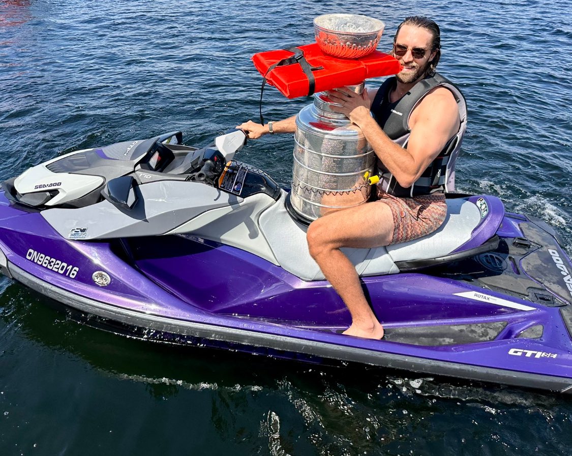 Aaron Eklbad enjoying time at the cottage with Lord Stanley🏆