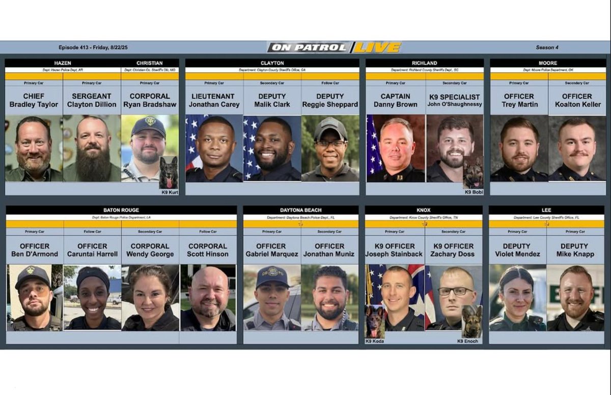 OfficialOPLive's tweet image. Happy Friday #OPNation! Tune in at 8e|5p for #OnPatrolFirstShift, followed by #OnPatrolLive at 9e|6p. Here is your lineup for the evening.