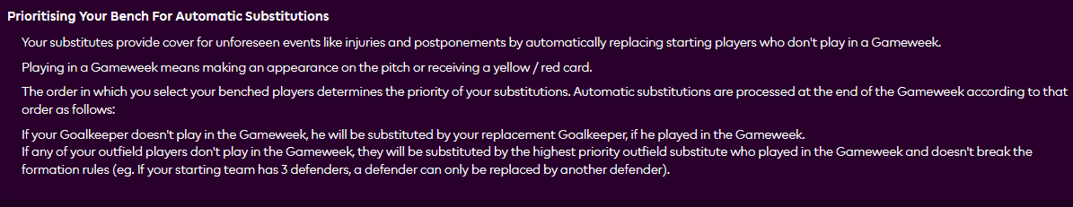 Barry_Butcher_'s tweet photo. @rudresh_11 @KidegaPatrickk @OfficialFPL The 1st player on your bench as long as it's still a legal formation.

If you started in a 3-4-3 and a defender didn't play, it will only bring on a defender since you can't have a back 2
Since Palmer is a midfielder, it will be the 1st player on the bench regardless of position https://t.co/1xGqUcjLp0