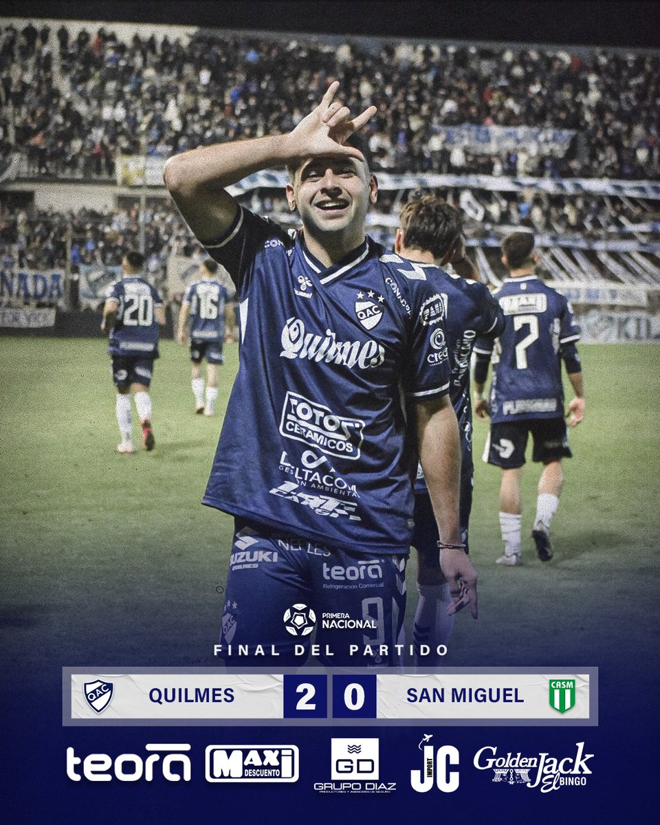 🔚¡𝐅𝐢𝐧𝐚𝐥 𝐝𝐞𝐥 𝐩𝐚𝐫𝐭𝐢𝐝𝐨!

¡𝐆𝐀𝐍𝐎́ 𝐐𝐔𝐈𝐋𝐌𝐄𝐒! 🍻

✅ Con goles de Jano Coronel y Gabriel Vázquez, Quilmes superó a San Miguel 2 a 0. 

#DaleQuilmes 🇫🇮