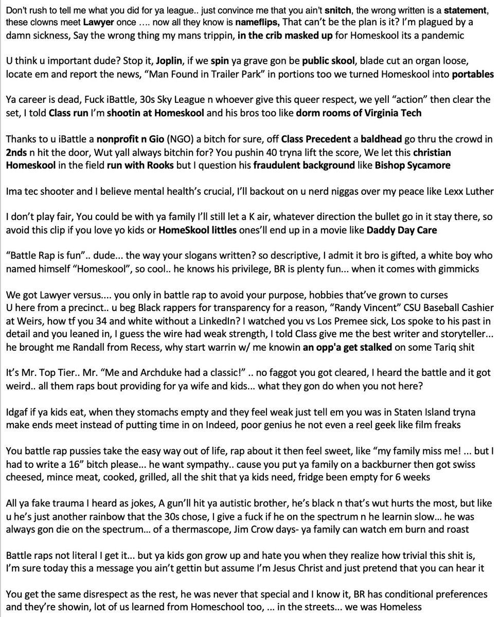 From our Insurrection 6 card , ERBL PRESENTS : 

Homeskool ( <a href="/HomeskoolMC/">Homeskool, AKA Home, AKA Skool</a> )  ( left side , went 1st ) 

                                    VS

Lawyer ( <a href="/LawyerNumberOne/">Lawyer</a> )  ( right side , went 2nd ) 

Check this battle out ‼️ Like/Repost/Share
Follow us for more fire content ‼️