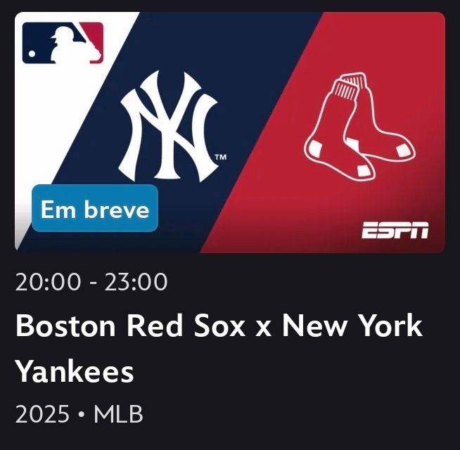 #MLBnaESPN Sextamos com beisebol! Tem clássico da MLB, New York Yankees x Boston Red Sox. Narração de Matheus Pinheiro na ESPN 2 e no Disney+