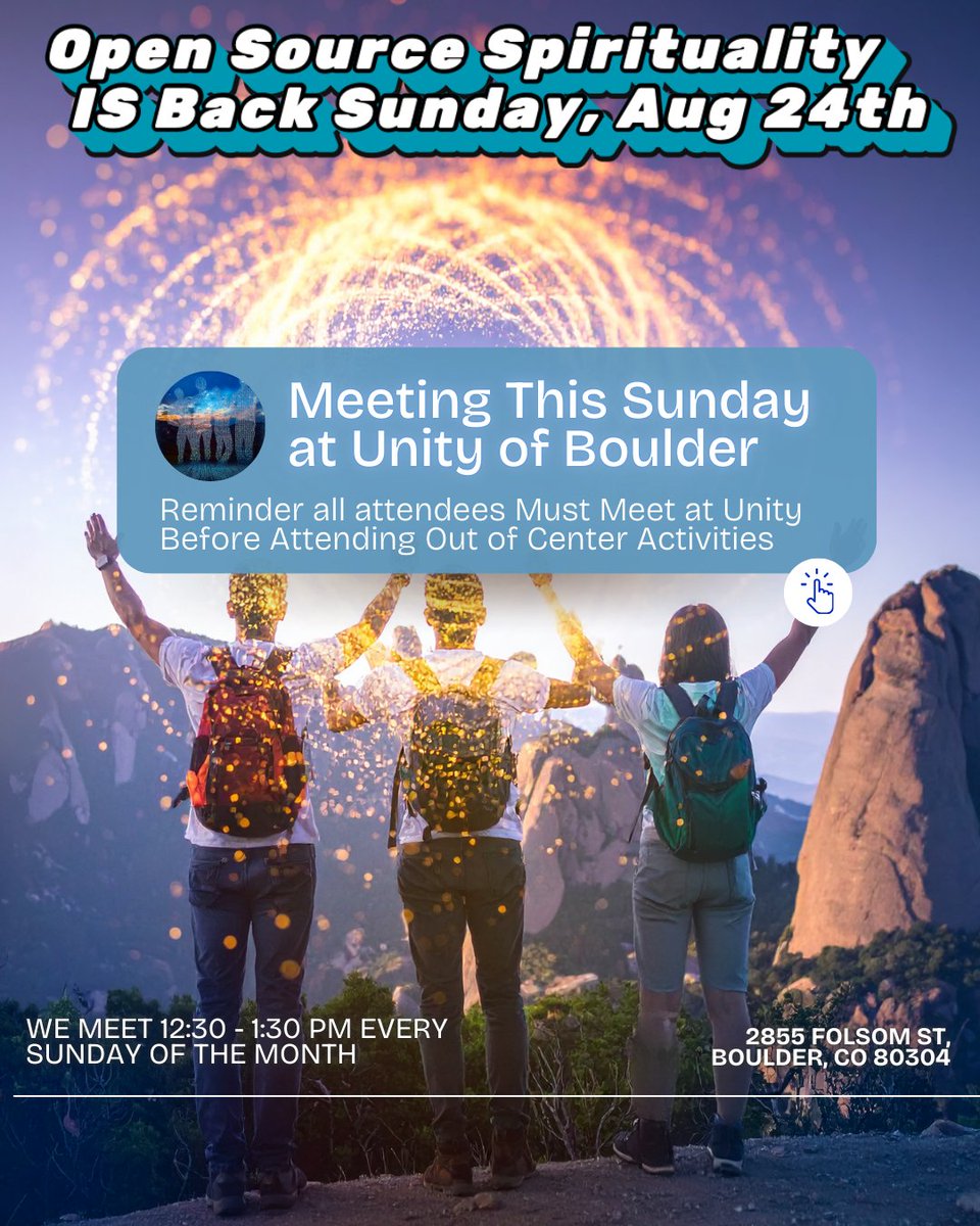 Find your community this Sunday at Unity of Boulder.

#unityofboulder #boulderco #community #spiritualgrowth #youthprograms #youngadults #opensourcespirituality #dbsa #peersupport #mentalhealthsupport #youarenotalone #bouldercommunity