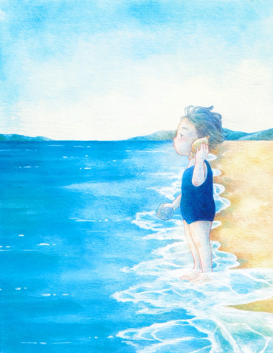 聞こえるかも
#夏休み #海 #イラスト #illustration