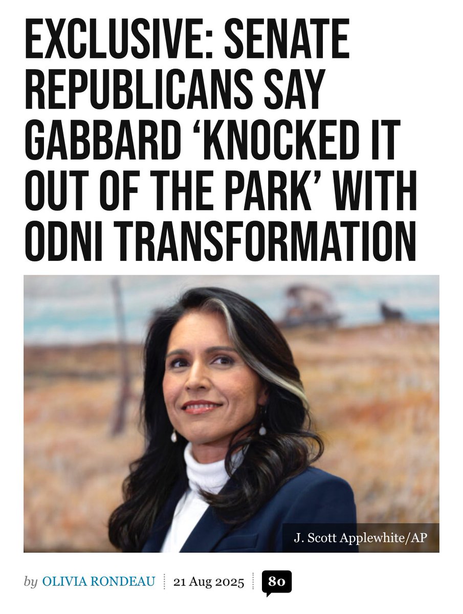 Alexa Henning (@alexahenning) on Twitter photo 🚨 <a href="/BreitbartNews/">Breitbart News</a>: Senate Republicans: DNI <a href="/TulsiGabbard/">Tulsi Gabbard 🌺</a> “knocked it out of the park” with <a href="/ODNIgov/">Office of the DNI</a> transformation.
breitbart.com/politics/2025/… 🚨 <a href="/BreitbartNews/">Breitbart News</a>: Senate Republicans: DNI <a href="/TulsiGabbard/">Tulsi Gabbard 🌺</a> “knocked it out of the park” with <a href="/ODNIgov/">Office of the DNI</a> transformation.
breitbart.com/politics/2025/…