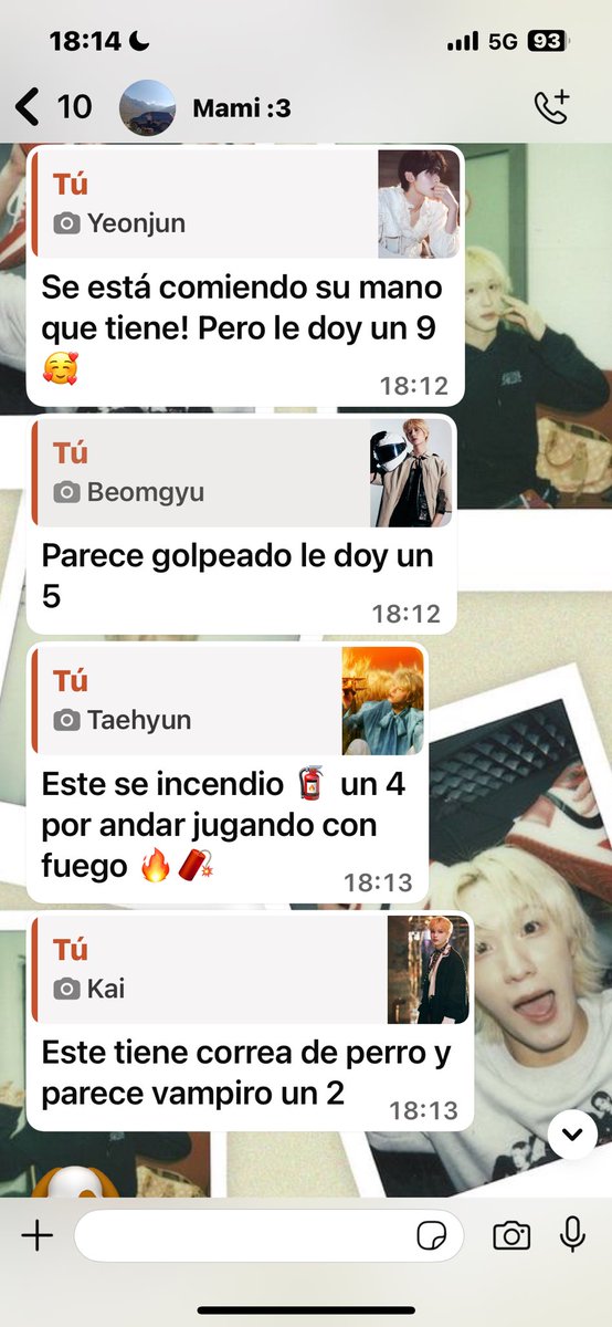 tequierosoobin's tweet photo. Oigan le dije a mi mamá q puntúe a los txt pq andábamos viendo sus mvs y se quería quedar con soobin pero le dije q no pq soobin es mi bias, entonces le mandé fotos para q vea cuál le guste más y me dijo esto 😭😭 JAJAAJ  (pd: se quedó cn yeon) 
#tubatu https://t.co/pgovaJdLIt