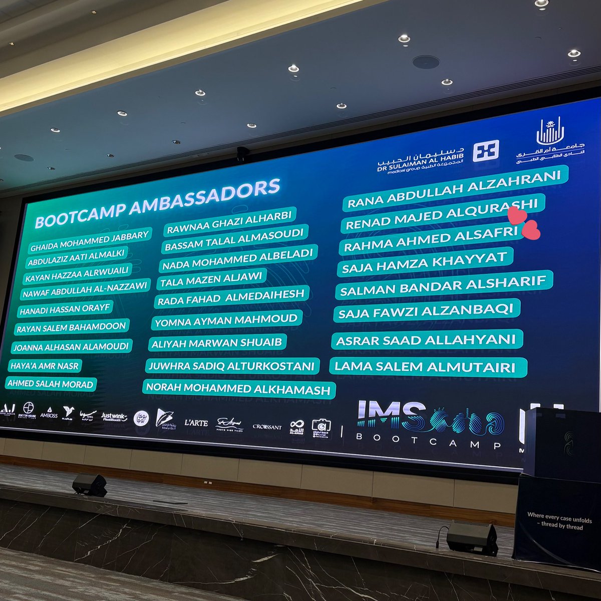 #IMSBootcamp
22/8/2025
 كان آخر يوم في المعسكر الصيفي لطب الباطنة 
تجربة ثرية مليئة بالتعلم واللحظات الجميلة وتشرفت بكوني سفيرة لهذا المعسكر ممتنة لكل من كان جزء من هالتجربة الرائعة وبإذن الله تكون بداية لفرص اجمل قادمة🩵