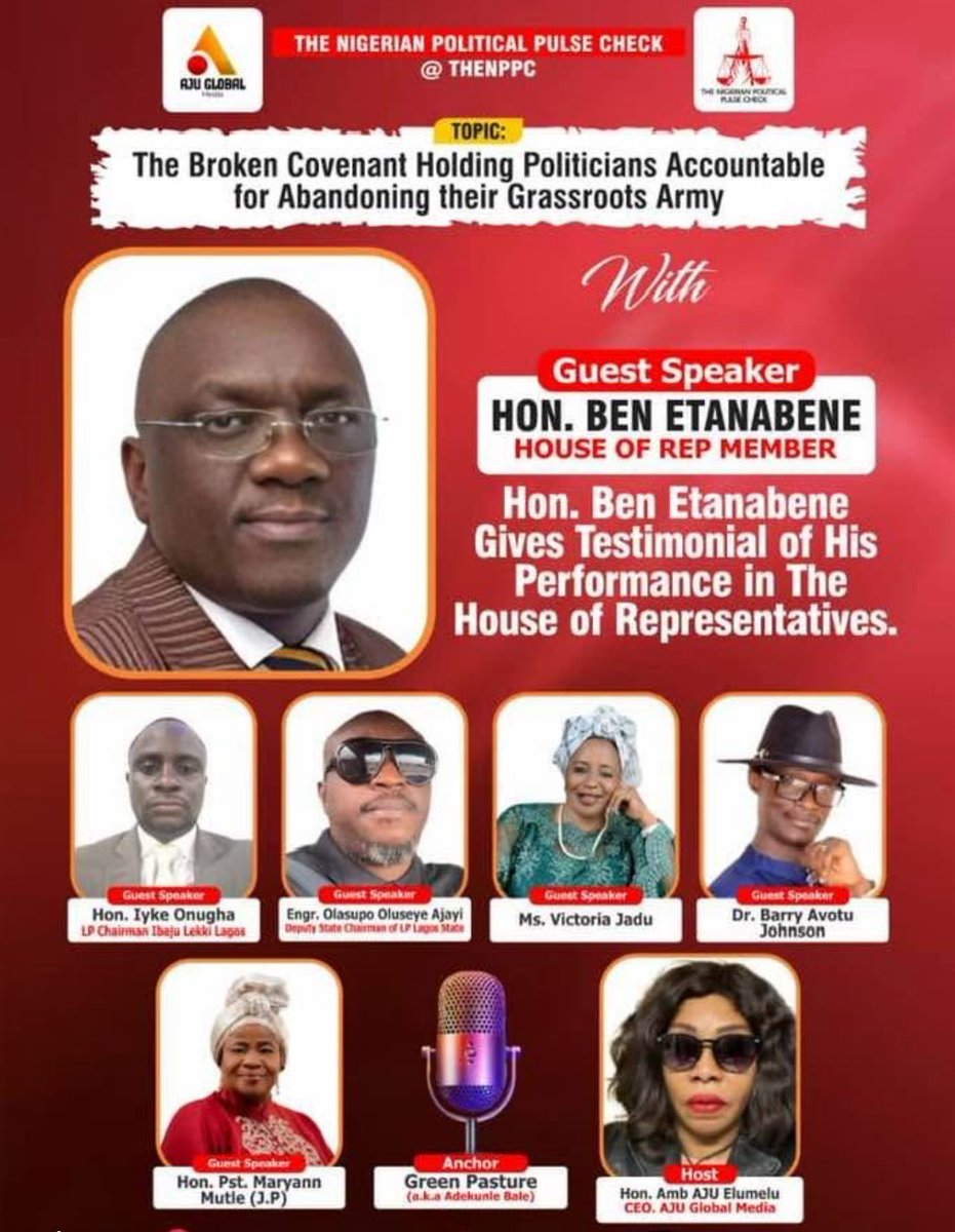 x.com/i/spaces/1dRJZ…

*Hon Ben Etanabene*
*Watchout for this face of Legislature* 
An honorable man of Delta Extraction, as he gives testimonials of his performance in the House of Reps.