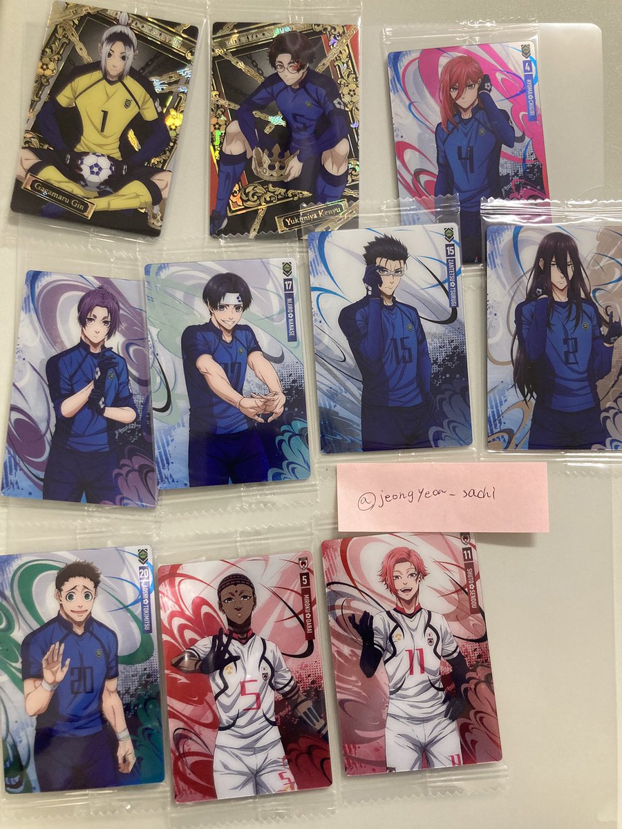 【交換】ブルーロック　ウエハース 5 ブルロ

（譲）SR雪宮　我牙丸
　　　N玲王　七星　斬鉄　蟻生　時光
　　　　閃堂　陀来

（求）SR千切　蜂楽
　　　N凪　氷織　馬狼

条件良い方、まとめて交換優先いたします
SR同士交換、郵送希望です