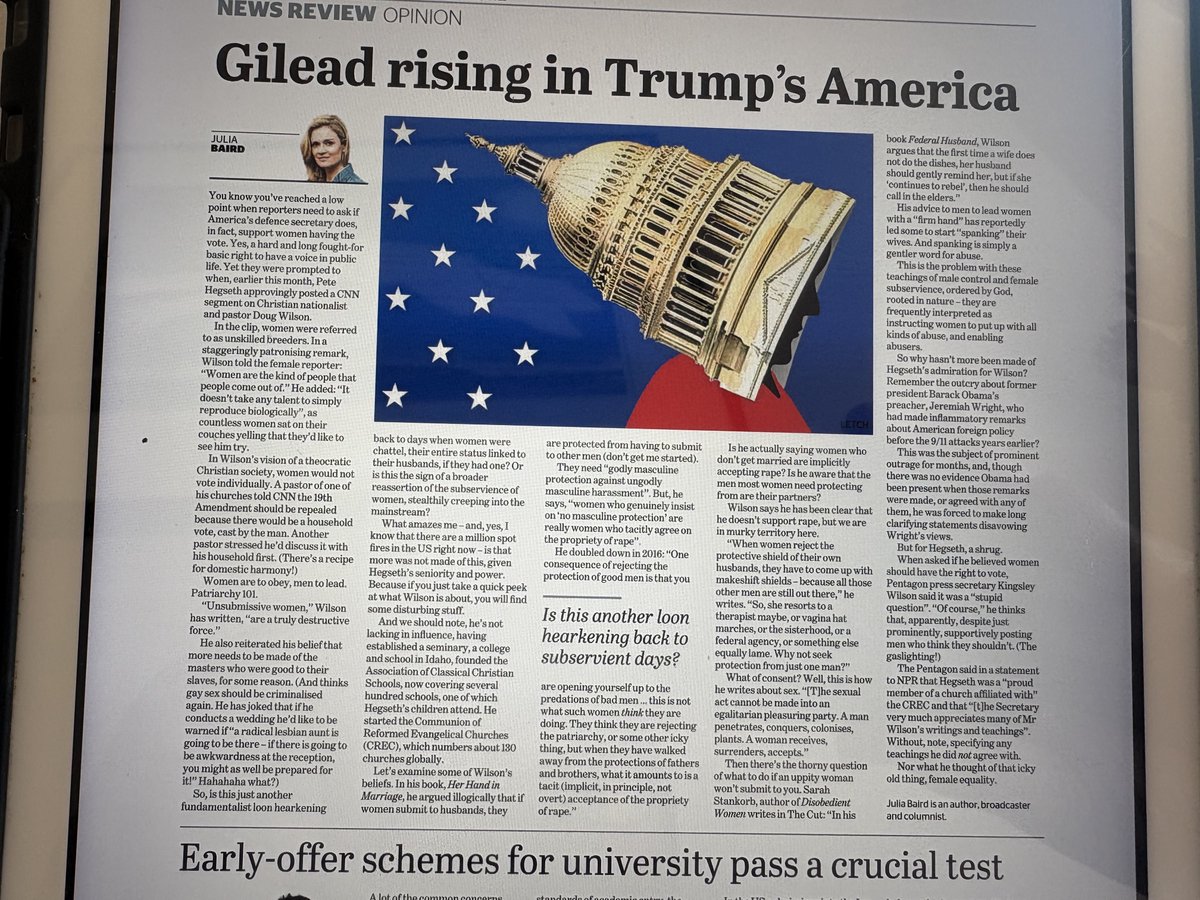 Quentin Dempster (@quentindempster) on Twitter photo USA’s Gilead and the handmaid’s tale. Here <a href="/bairdjulia/">💥Dr💥 Julia Baird</a> outlines the horror agenda for America’s women and children : institutionalised domestic abuse, overt control and disenfranchisement. Hegseth doesn’t demur. USA’s Gilead and the handmaid’s tale. Here <a href="/bairdjulia/">💥Dr💥 Julia Baird</a> outlines the horror agenda for America’s women and children : institutionalised domestic abuse, overt control and disenfranchisement. Hegseth doesn’t demur.