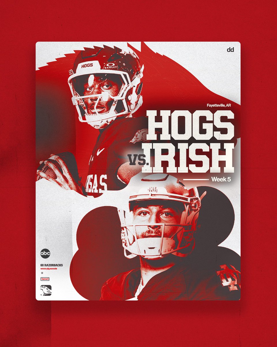 Who’s ready for the Hogs vs. Irish?!

#GraphicDesign #CollegeFootball