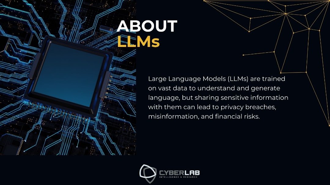 CyberlabAfrica's tweet photo. Large Language Models can boost productivity, but they are not a safe deposit box. Confidential data, credentials, and Sensitive Personally Identifiable Information (SPII) should never be shared. The risks range from compliance breaches to public leaks. https://t.co/rYzwJ2RzWz