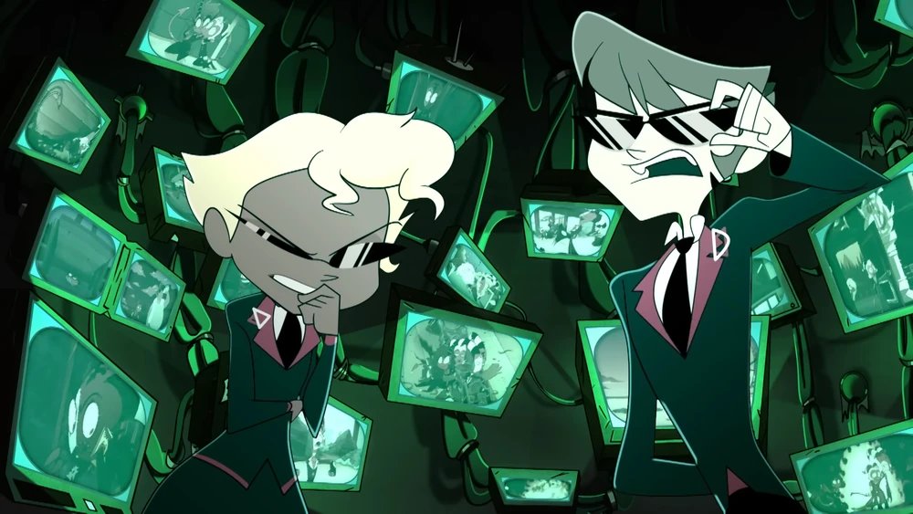 Trijosh1's tweet photo. Shoutout to Michael Romeo Ruocco and @shukrani for voicing Agent One and Agent Two.

#HelluvaBoss #TruthSeekers #MichaelRomerRuocco #EricaLuttrell #AgentOne #AgentTwo https://t.co/2QWhsRHxEc