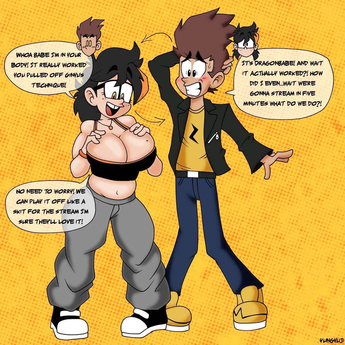 Body Swap Commission for <a href="/LiroDaxxx/">LiroDaXXX</a> | Looks like my OC Emily wanted to test out Gijyu body stealing technique on Liro and somehow she pulled it off at the most inconvenient time! #bodyswap