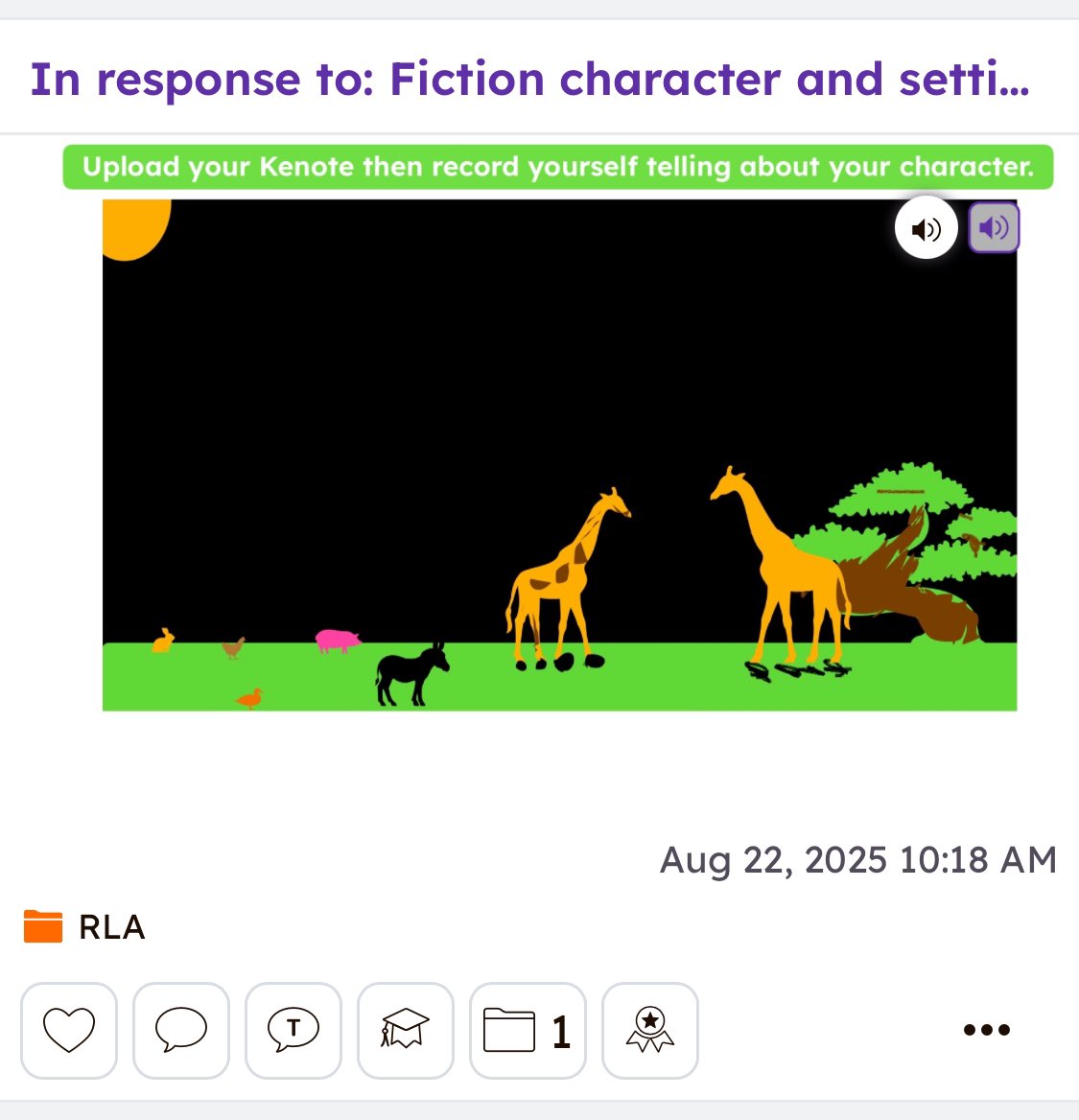 mspuente17's tweet image. So impressed with my 2nd graders today. They learned how to use #Keynote to create the setting of our fiction story. Then on to @Seesaw to add audio describing our main character.