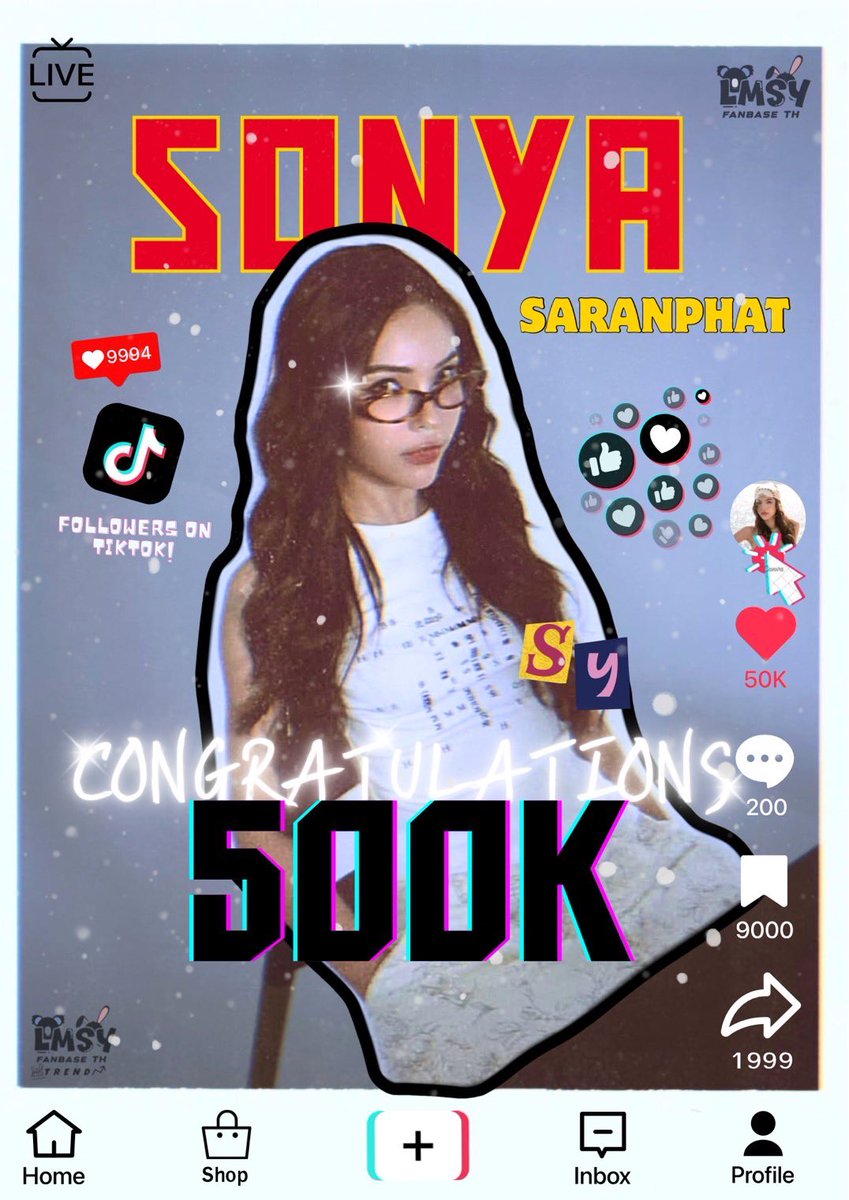 🎉𝐂𝐨𝐧𝐠𝐫𝐚𝐭𝐮𝐥𝐚𝐭𝐢𝐨𝐧𝐬 𝟓𝟎𝟎𝐊 𝐅𝐨𝐥𝐥𝐨𝐰𝐞𝐫𝐬
 𝐨𝐧 𝐓𝐢𝐤𝐓𝐨𝐤 ✨

ยินดีกับยอดผู้ติดตามTikTok - 500K 💌
ด้วยนะคะคนเก่งของเบสตี้ 🌟
วันนี้มีคนรักซอนญ่า ห้าแสนฟอลแล้ว 🎉🐰
และเชื่อว่าต่อจากนี้ต้องมีคนรักซอนญ่าเพิ่มขึ้นอีกแน่นอน ขอให้การเติบโตของซอนญ่า