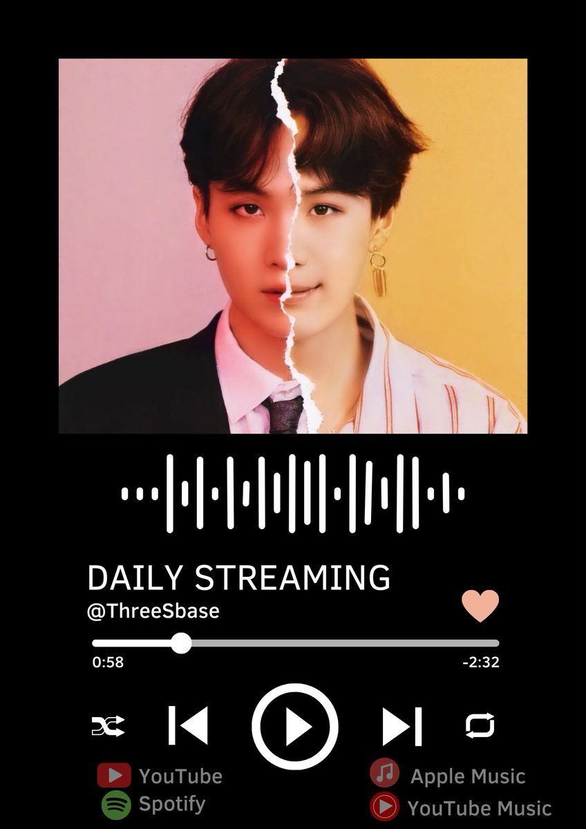 SUGA Streaming Support (@threesbase) on Twitter photo #3S_Streaming | 230825
Enjoy your weekend ๐
Spotify ๐ open.spotify.com/playlist/59i8Eโฆ
Apple Music ๐ music.apple.com/id/playlist/daโฆ
YouTube ๐ youtube.com/playlist?list=โฆ
YouTube Music ๐ music.youtube.com/playlist?list=โฆ
#SUGA #AgustD #์๊ฐ <a href="/BTS_twt/">๋ฐฉํ์๋
๋จ</a> #3S_Streaming | 230825
Enjoy your weekend ๐
Spotify ๐ open.spotify.com/playlist/59i8Eโฆ
Apple Music ๐ music.apple.com/id/playlist/daโฆ
YouTube ๐ youtube.com/playlist?list=โฆ
YouTube Music ๐ music.youtube.com/playlist?list=โฆ
#SUGA #AgustD #์๊ฐ <a href="/BTS_twt/">๋ฐฉํ์๋
๋จ</a>
